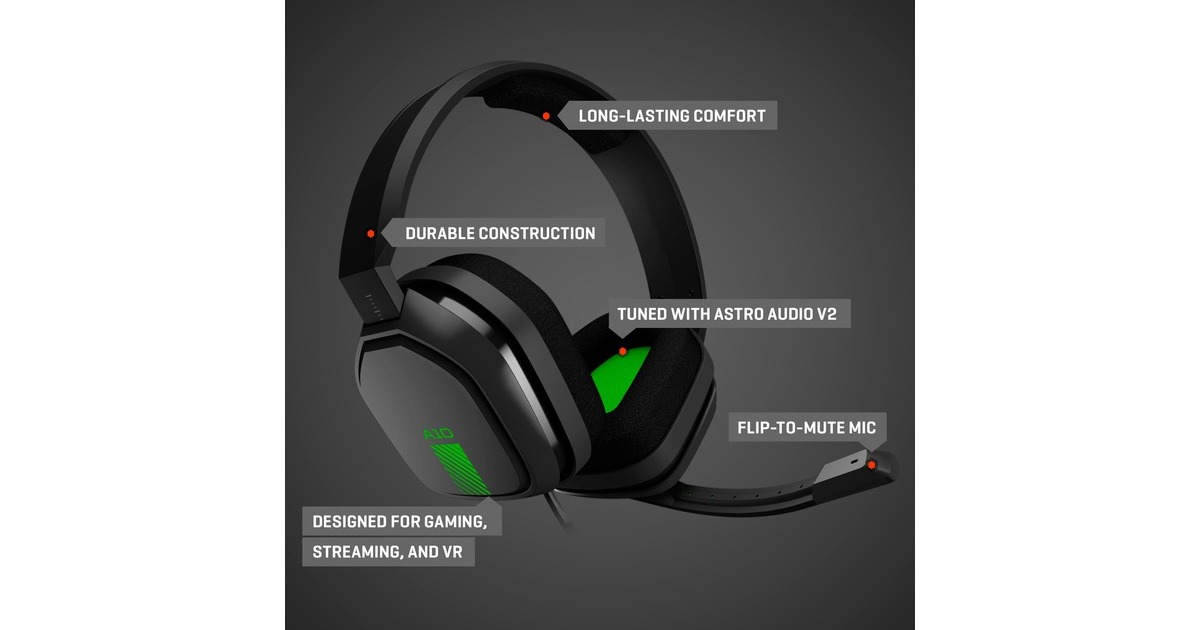 ASTRO GamingA10 headset over-ear gaming headset  (Zwart/groen, Pc, Xbox One)