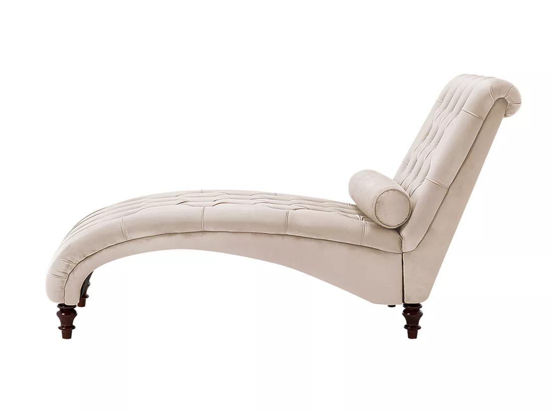 Chaise longue en velours beige MURET