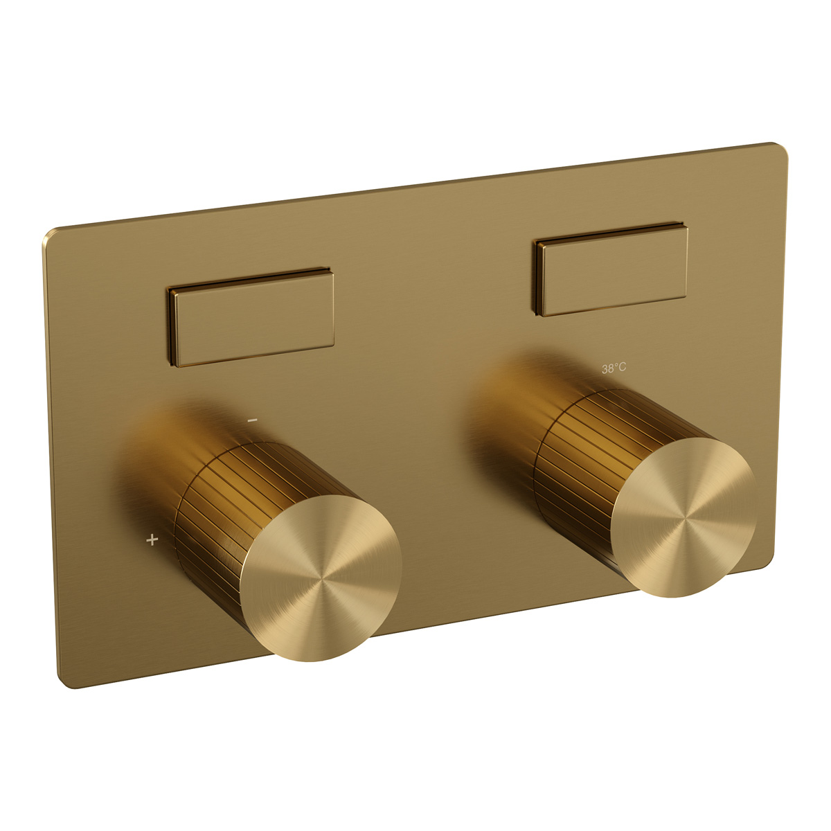 Brauer Stripe inbouw badkraan met drukknoppen, badvulcombinatie en 3 standen handdouche messing geborsteld PVD