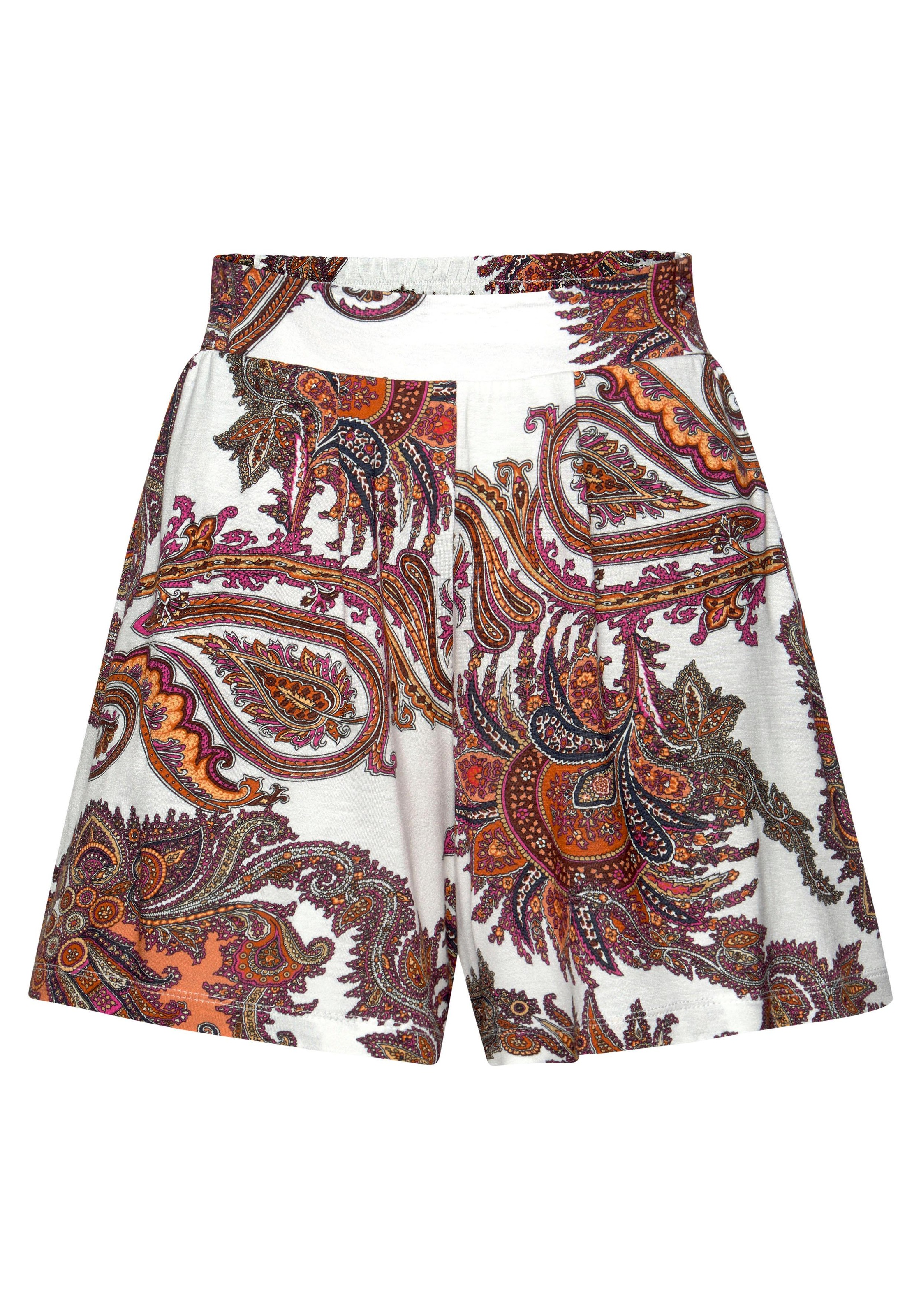 LASCANA Strandshorts  mit Bindeband und Paisleydruck, elastischer Bund, kurze Hose