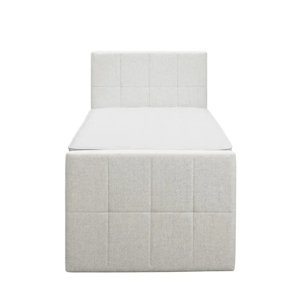 Boxspring met voetbord Liv geblokt - ecru - 90x200 cm - ronde poot