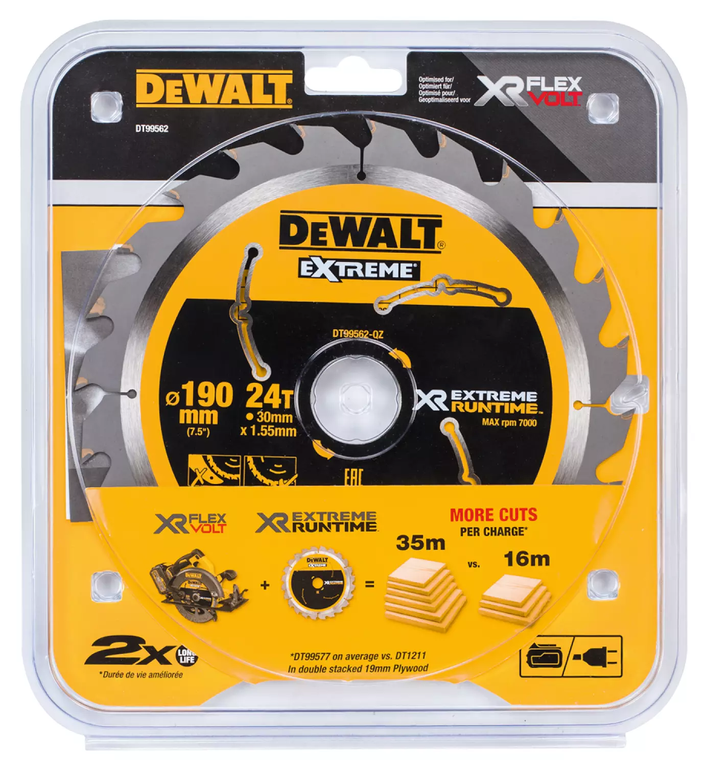 DeWALT DT99562-QZ Cirkelzaagblad - 190 x 30 x 24T - Hout