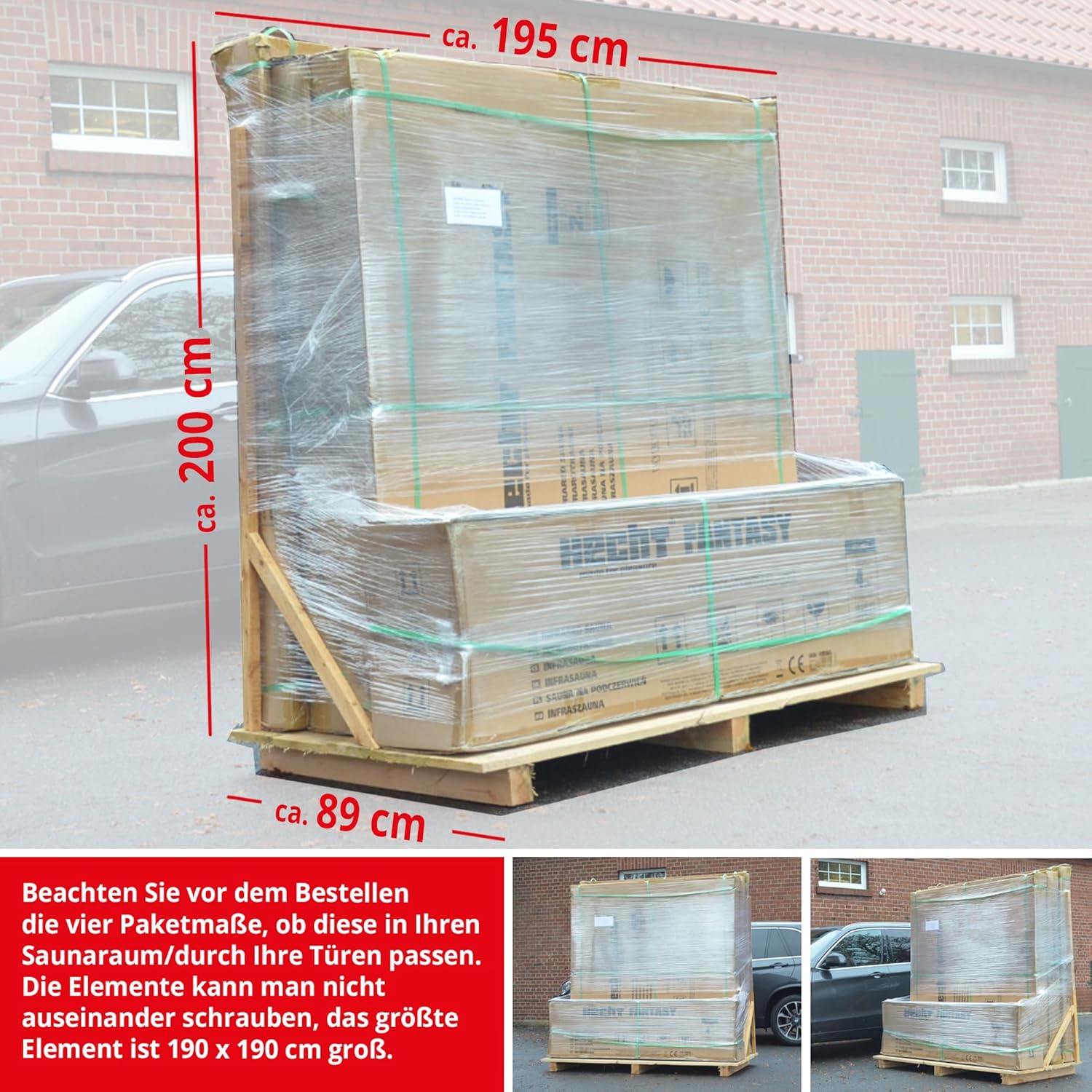 Hecht premium Infrarotkabine Sauna Keramik und Flächenstrahler, Farblichttherapie, Relaxliegen für 2 Personen – 180x180x190 cm – Infrarotsauna mit MP3-Player, Radio und Ionisator