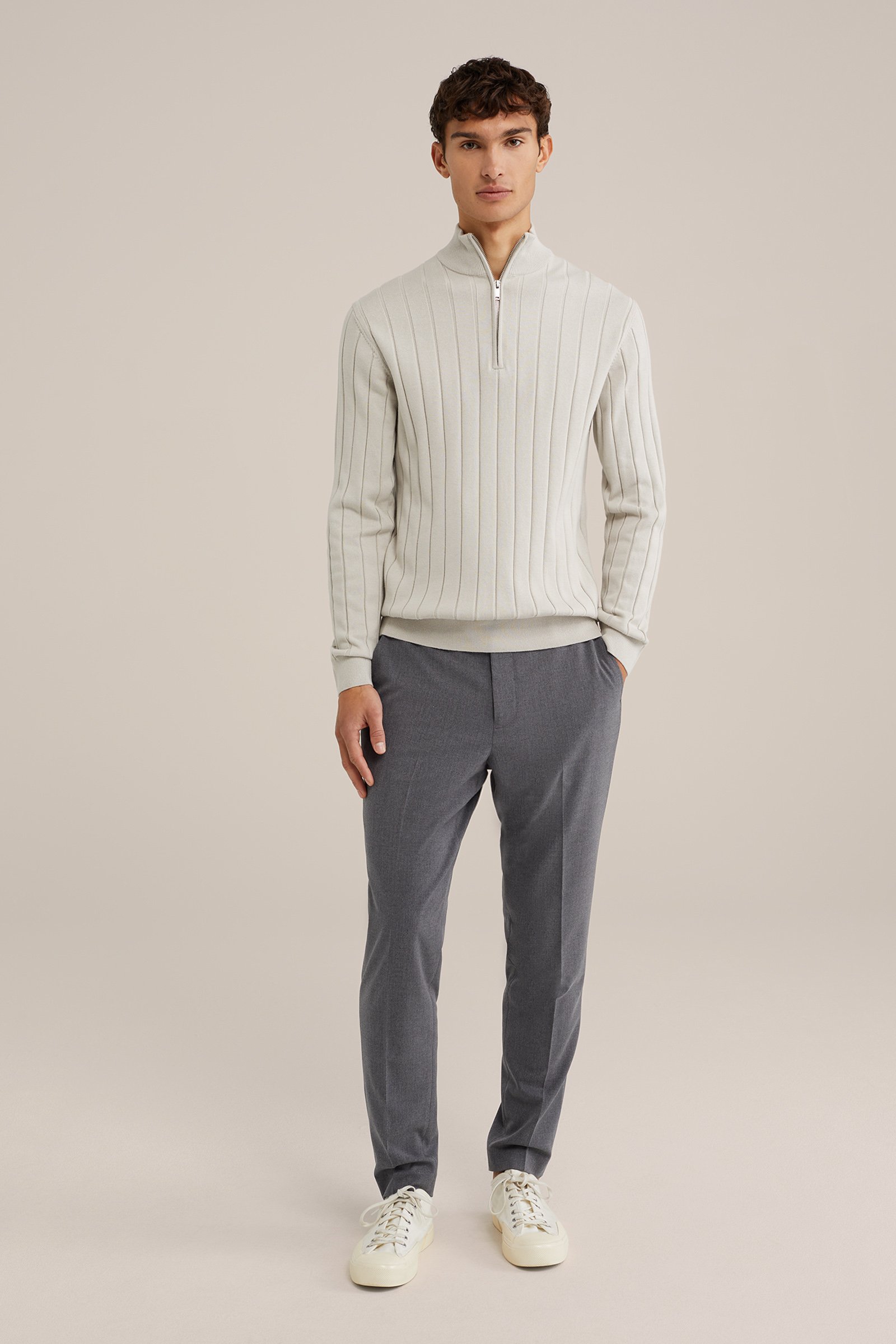 trui met rits WE Fashion Beige