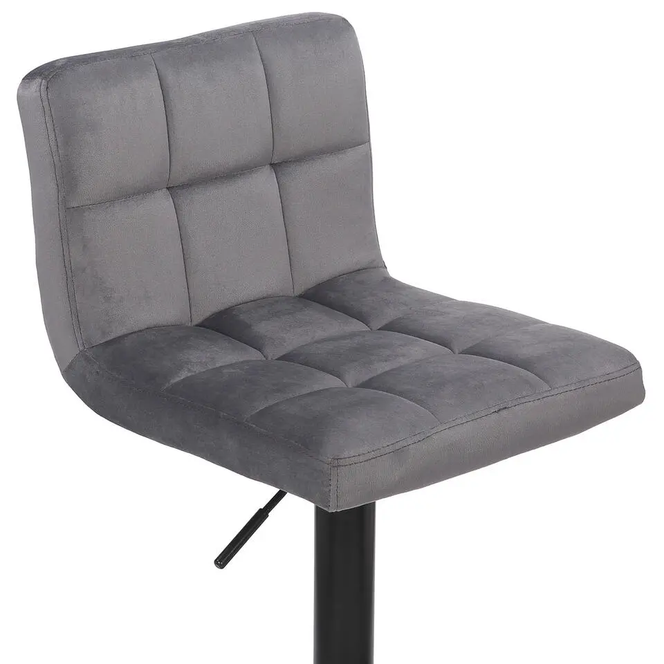 CLP Set van 2 Barkruk Feni zwart Frame - Fluweel - grijs
