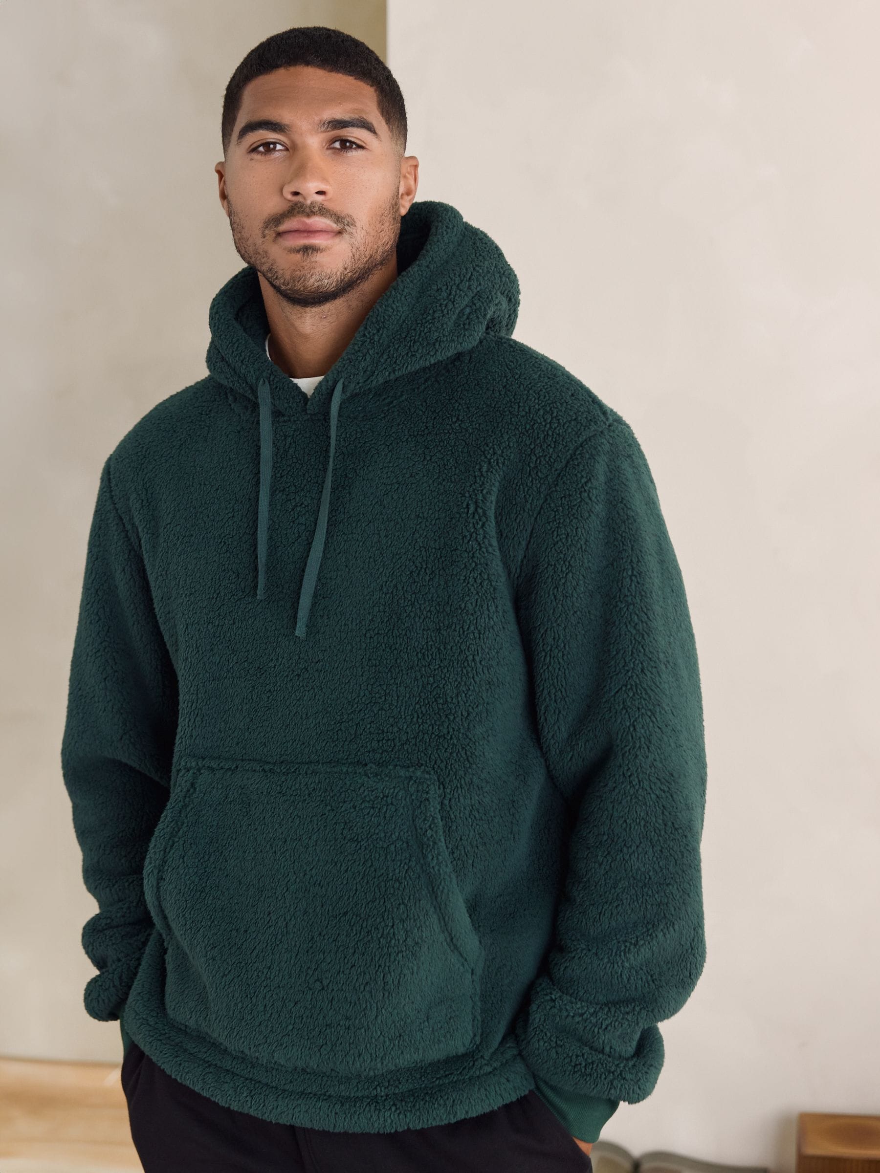 Groen - Pullover hoodie van borg
