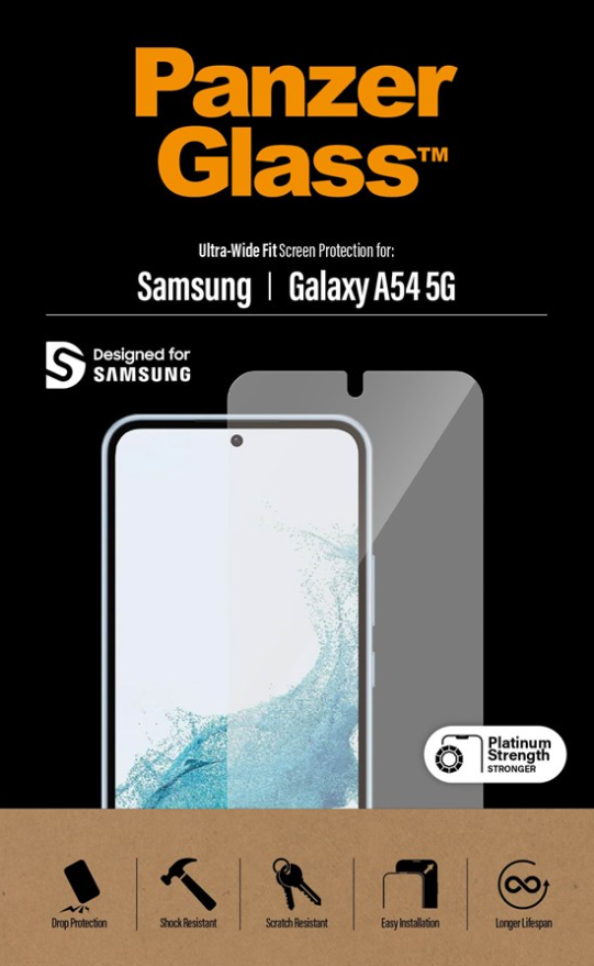 Samsung Galaxy A54 5G Antibakterielles Ultra Wide Fit Panzer Glas Displayschutz Case Friendly (7328)