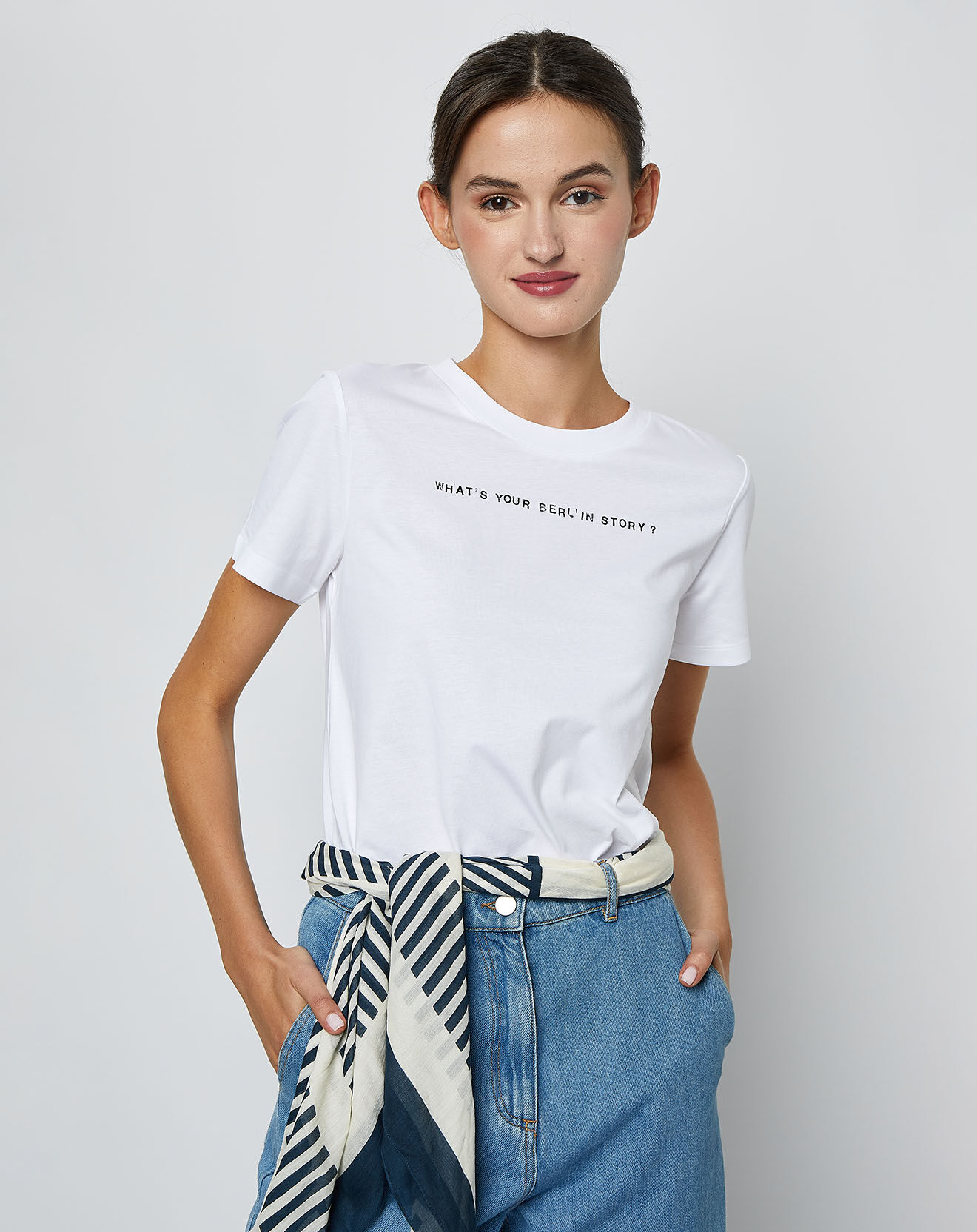Marc O'Polo T-Shirt en Coton inscription Berlin blanc