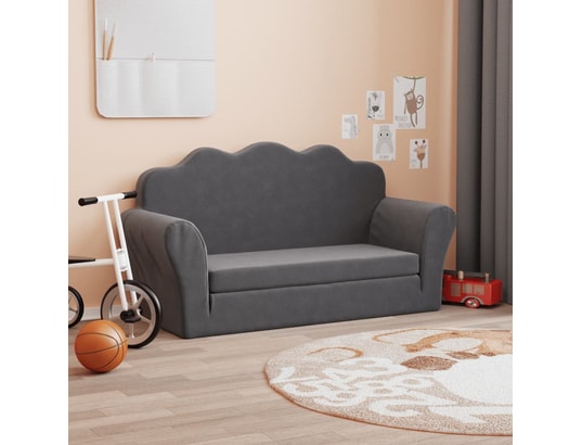 VIDAXL - Chambre bébé Canapé-lit pour enfants 2 places anthracite peluche douce