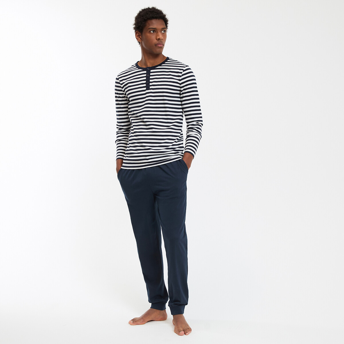 COLEÇÕES LA REDOUTE<br>Pijama jersey, top listrado