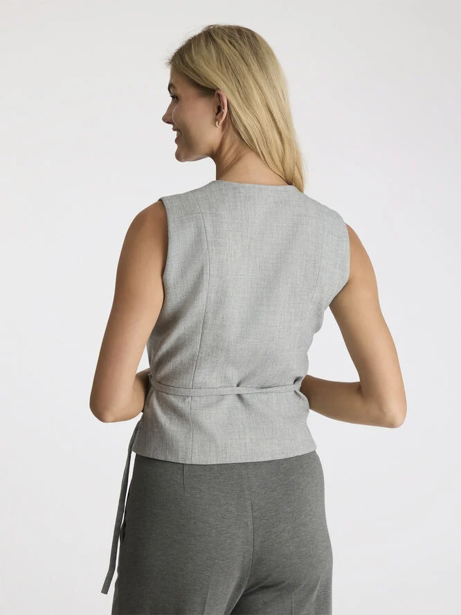 Neo Noir Samara Wrap Waistcoat Grey melange