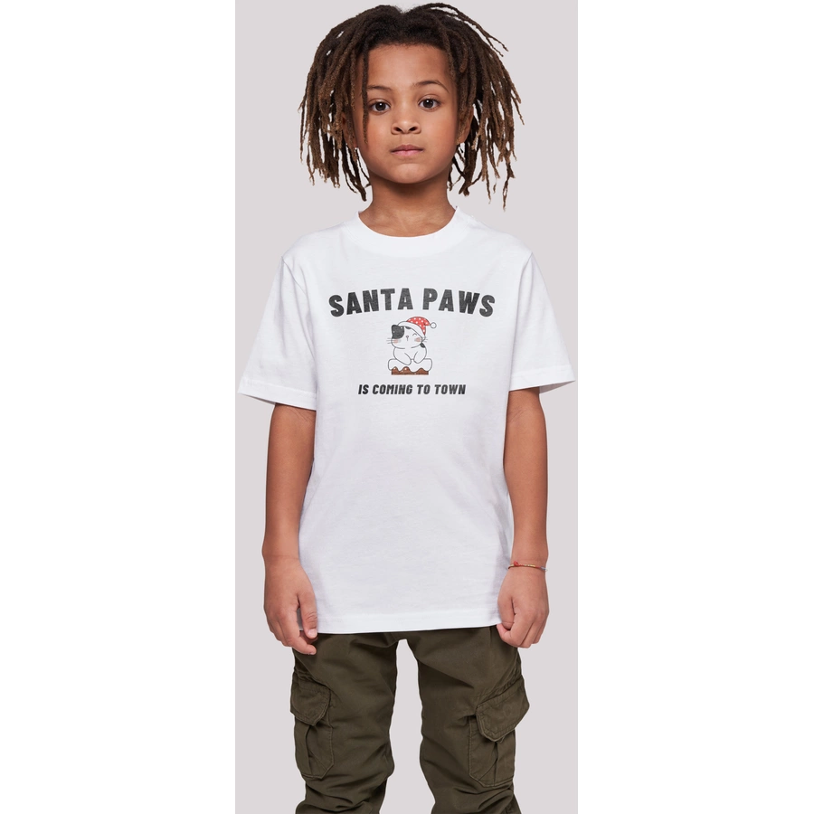 F4NT4STIC T-Shirt Santa Paws Christmas Cat weiß