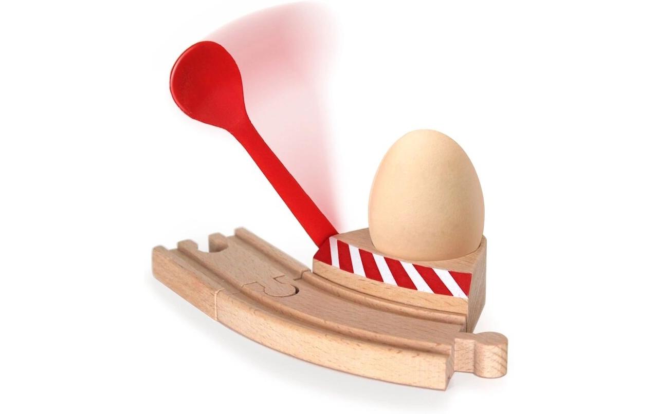 Eisenbahn Frühstücks-SetEisenbahn-Set Eierbecher mit Schranke, kompatibel mit Brio & Co