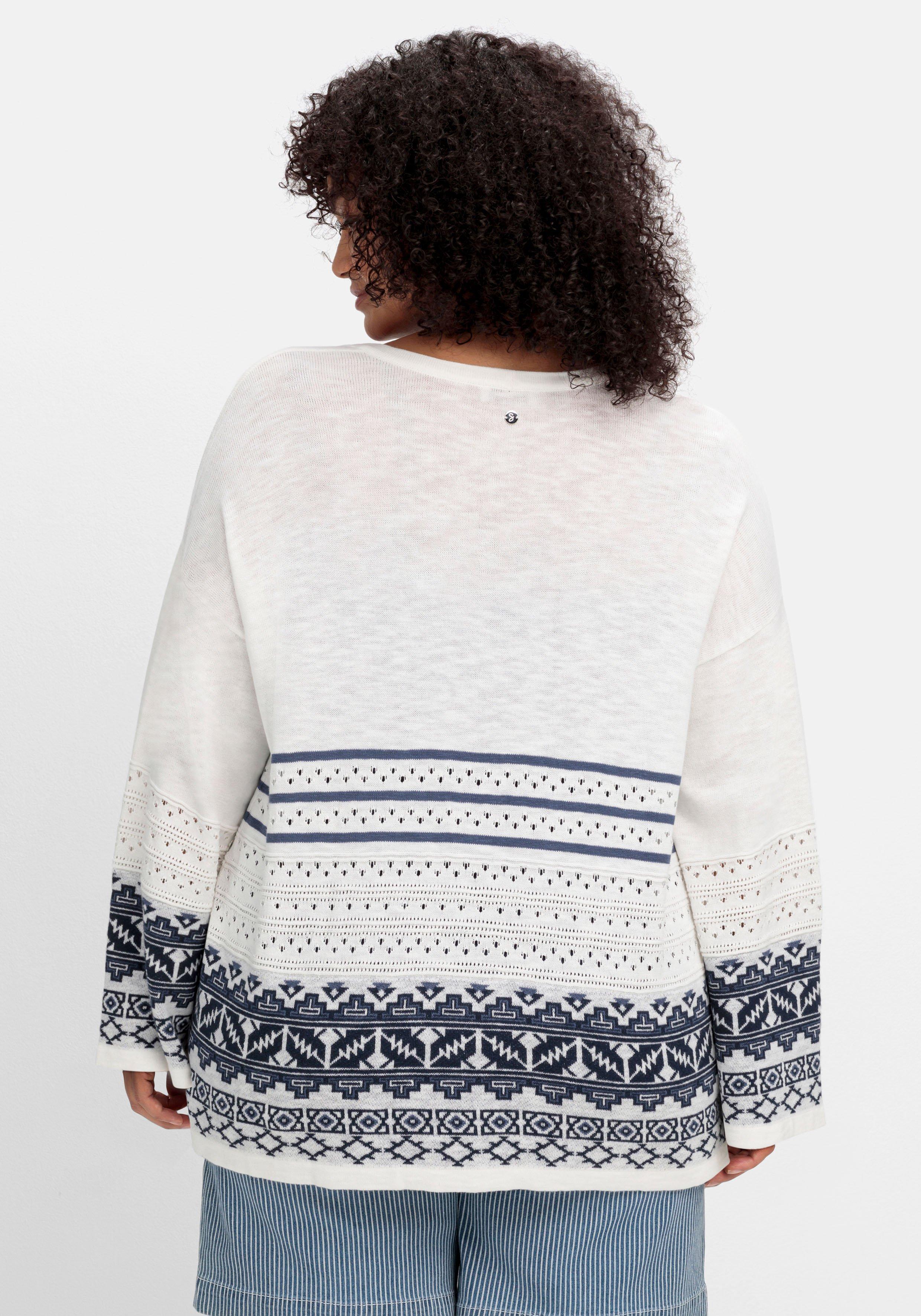 Ajour-Strickjacke mit Bindeband, in A-Linie