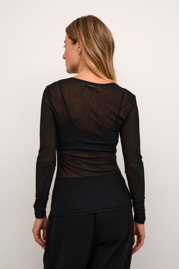 Cream CRMera Mesh LS T-Shirt Pitch black