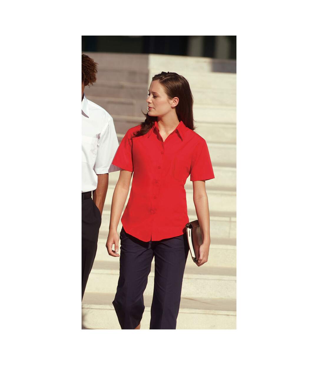 Fruit Of The Loom - Chemisier à manches courtes en popeline - Femme (Rouge) - UTBC401