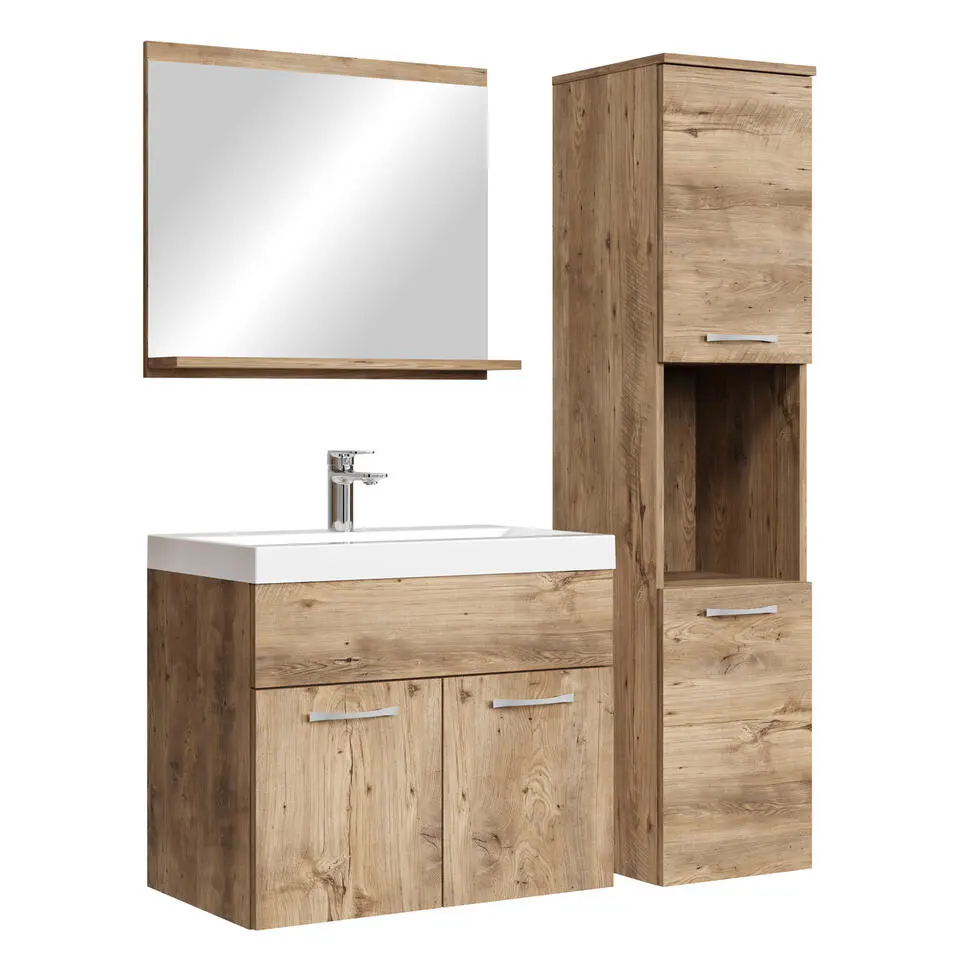 Badplaats Badkamermeubel Set Montreal 60 x 35 cm - Kastanje Eiken - Badmeubel
