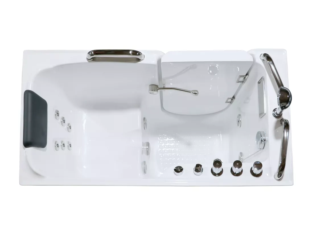 Baignoire balnéo avec porte - 1 place assise - 355L - 134,5 x 67,3 x 106 cm - BURAM