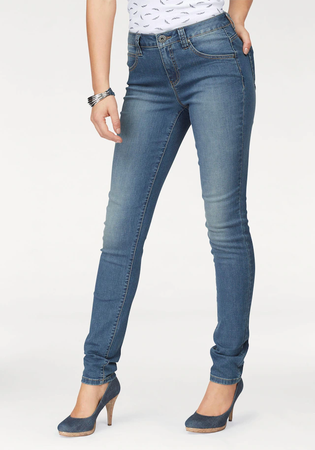Arizona Slim-fit-Jeans »Curve-Collection« hohe Leibhöhe,  Five-Pocket-Design,  Zip-Fly
