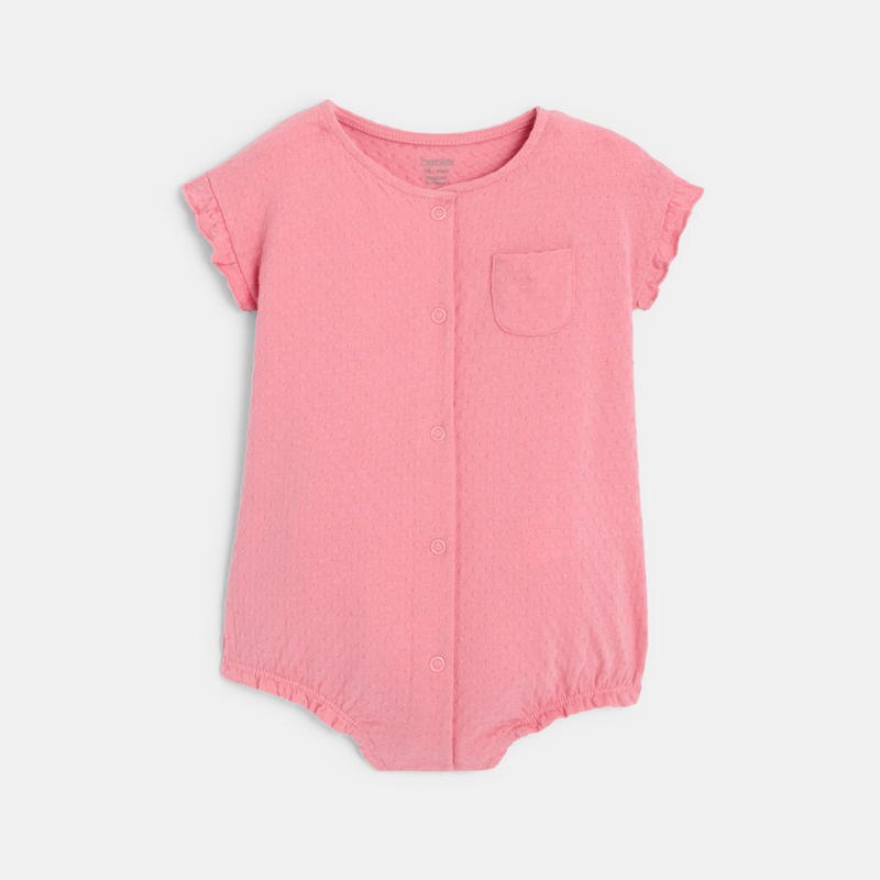 Combi courte maille fantaisie bubble rose naissance Rose