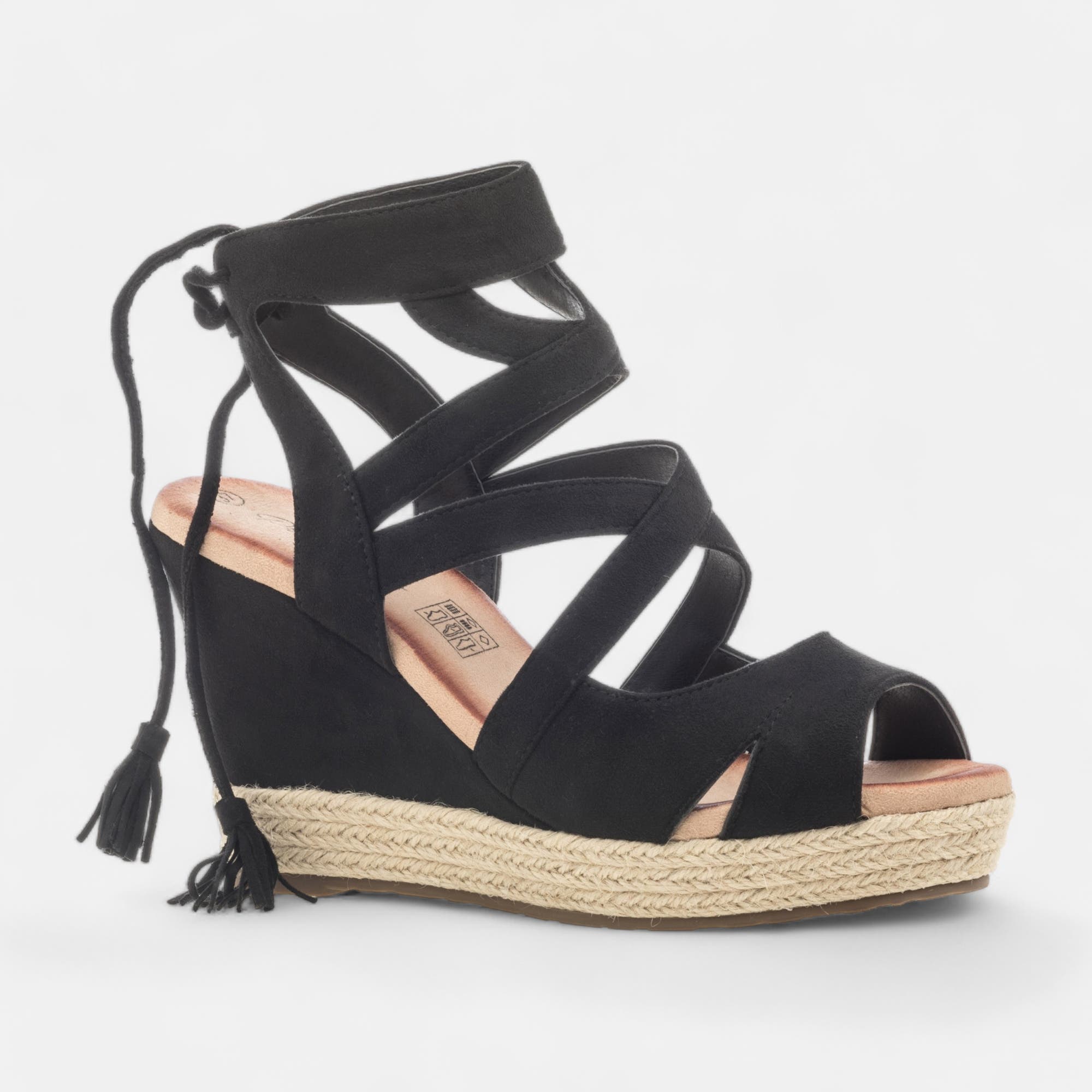 Nu-pieds à talon compensé Femme noir