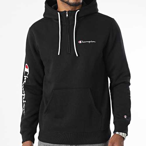 Sweat Capuche Col Zippé 219211 Noir