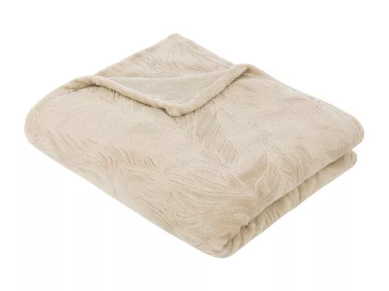 Plaid flanelle Beige Lin motif en relief 125 x 150 cm
