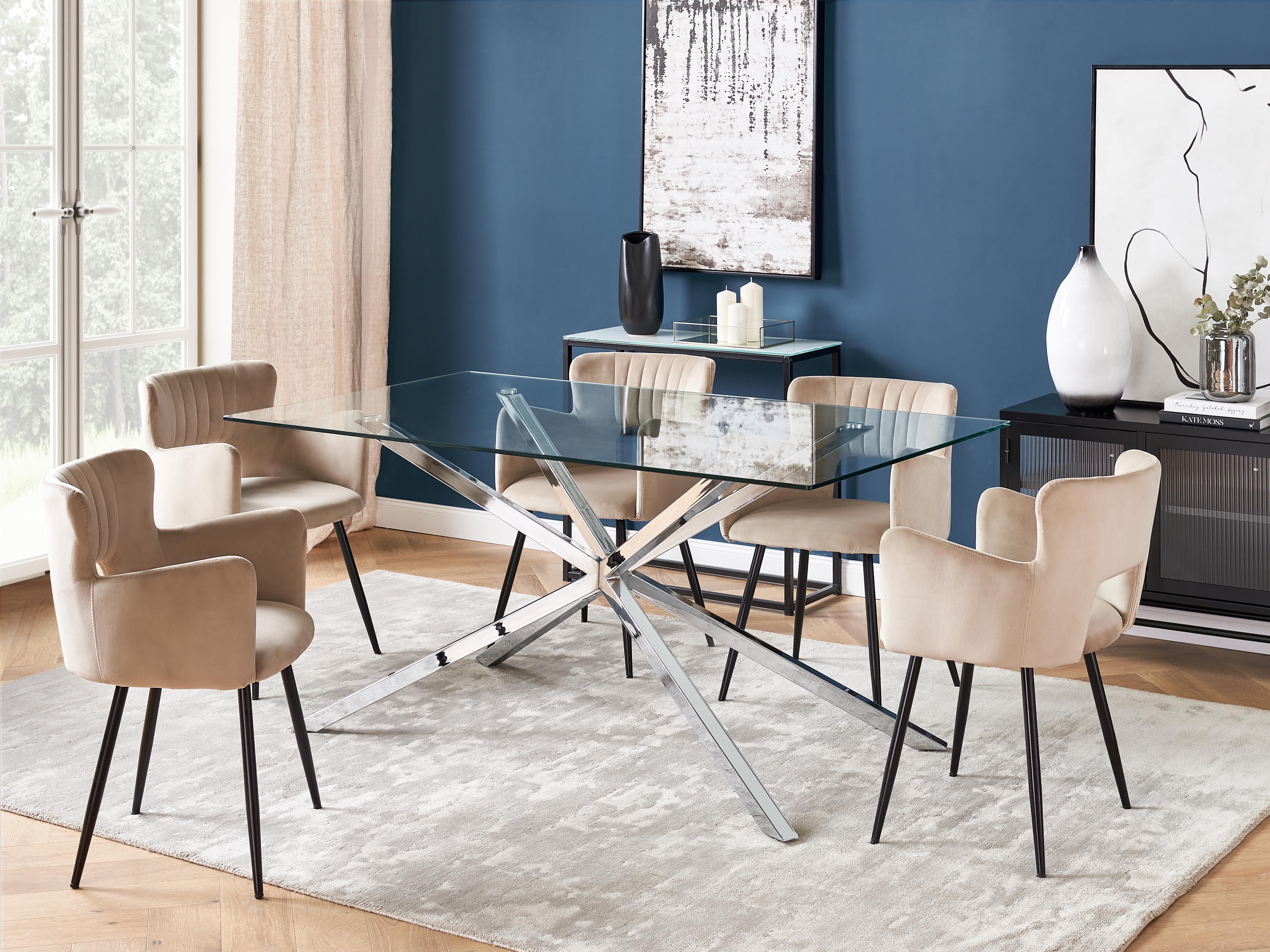 Eettafel CORA Zilver 90 cm Veiligheidsglas 160 cm