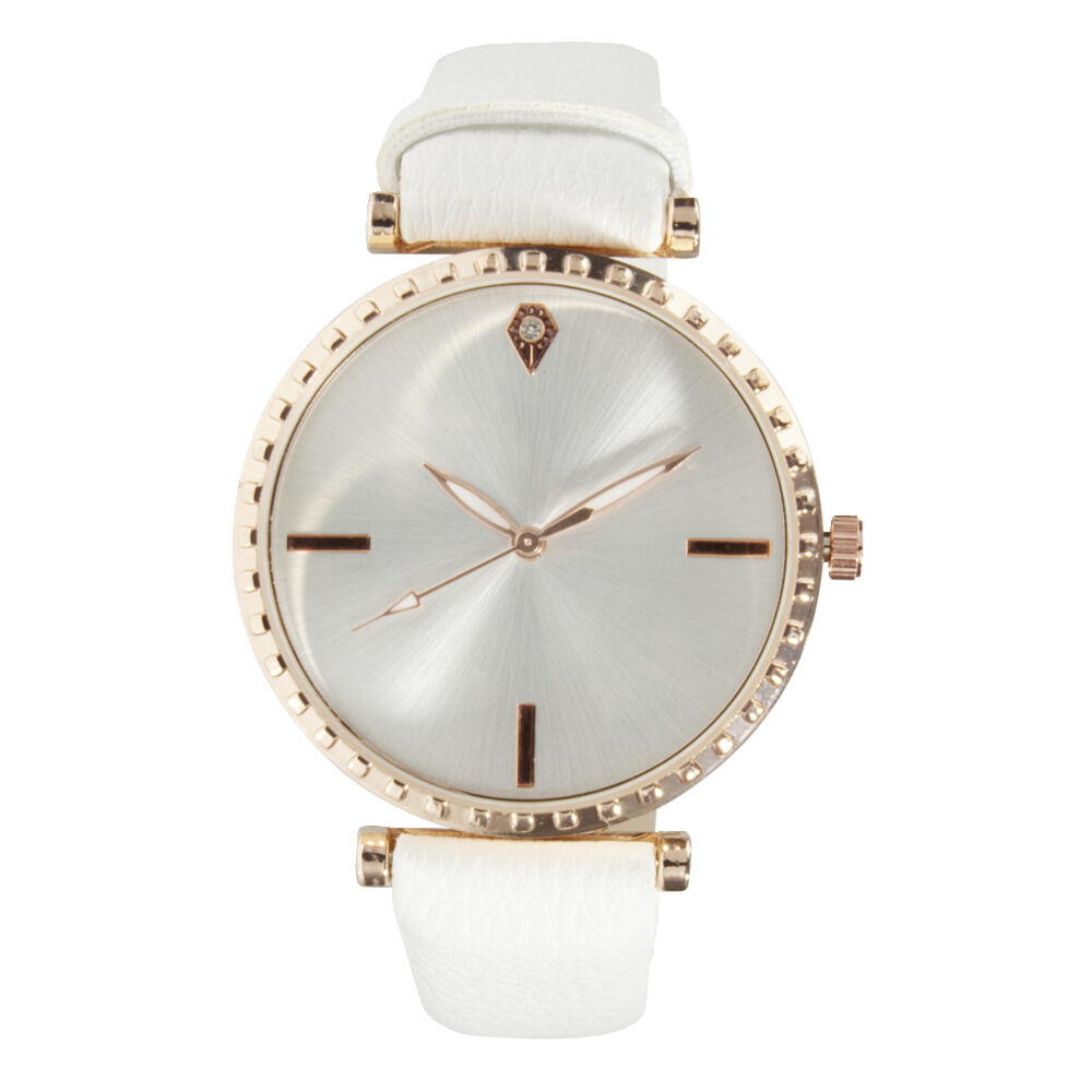 Montre femme cadran rond strass (2 modèles marron ou blanc)