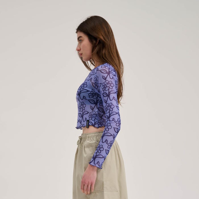 Santa Cruz Delfino Flower Mesh Crop LS Blue