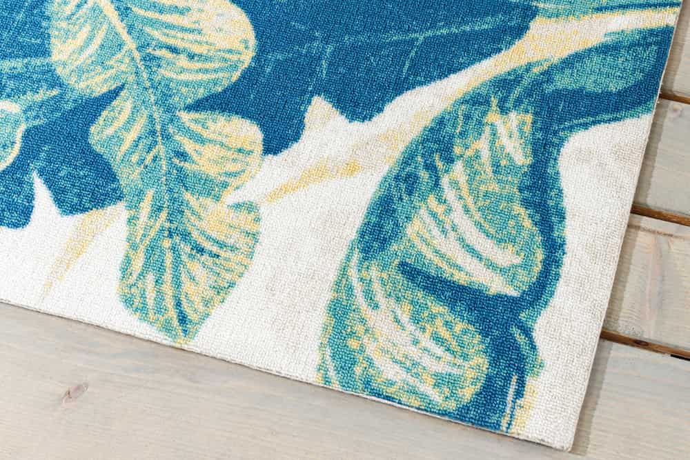 In- und Outdoor Teppich LEAF 240x160cm grün beige Blatt-Design wetterfest