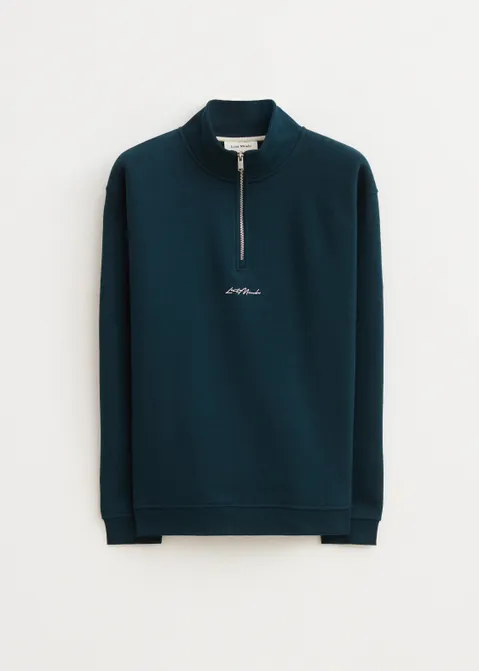 Brushed half zip sweater blauw (TURQ.D)