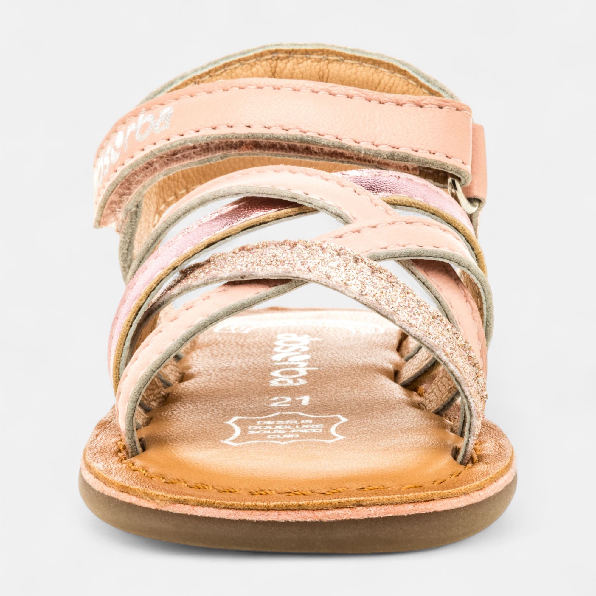 Nu-pieds Bébé fille en cuir rose