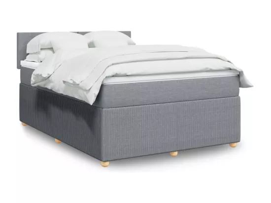 Sommier à lattes de lit avec matelas Gris clair 160x200cm Tissu