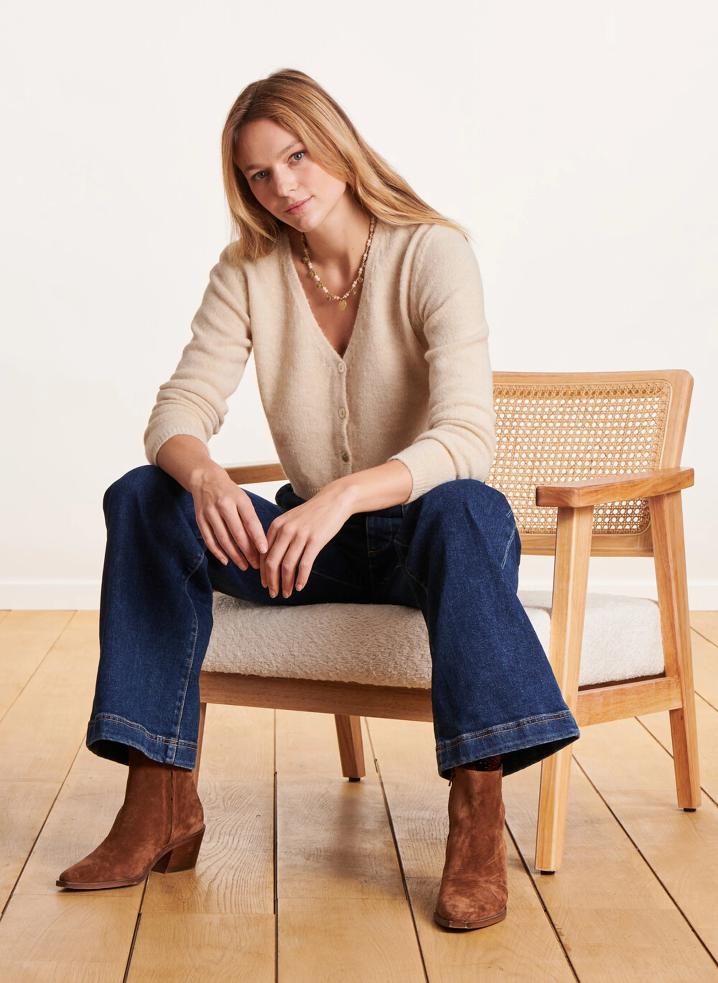 Cardigan col V | Blanc