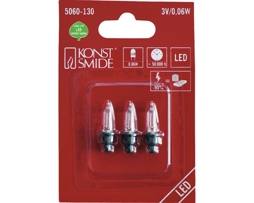 Konstsmide vervangingslamp, 3-pack LED, 3V, groene stekker