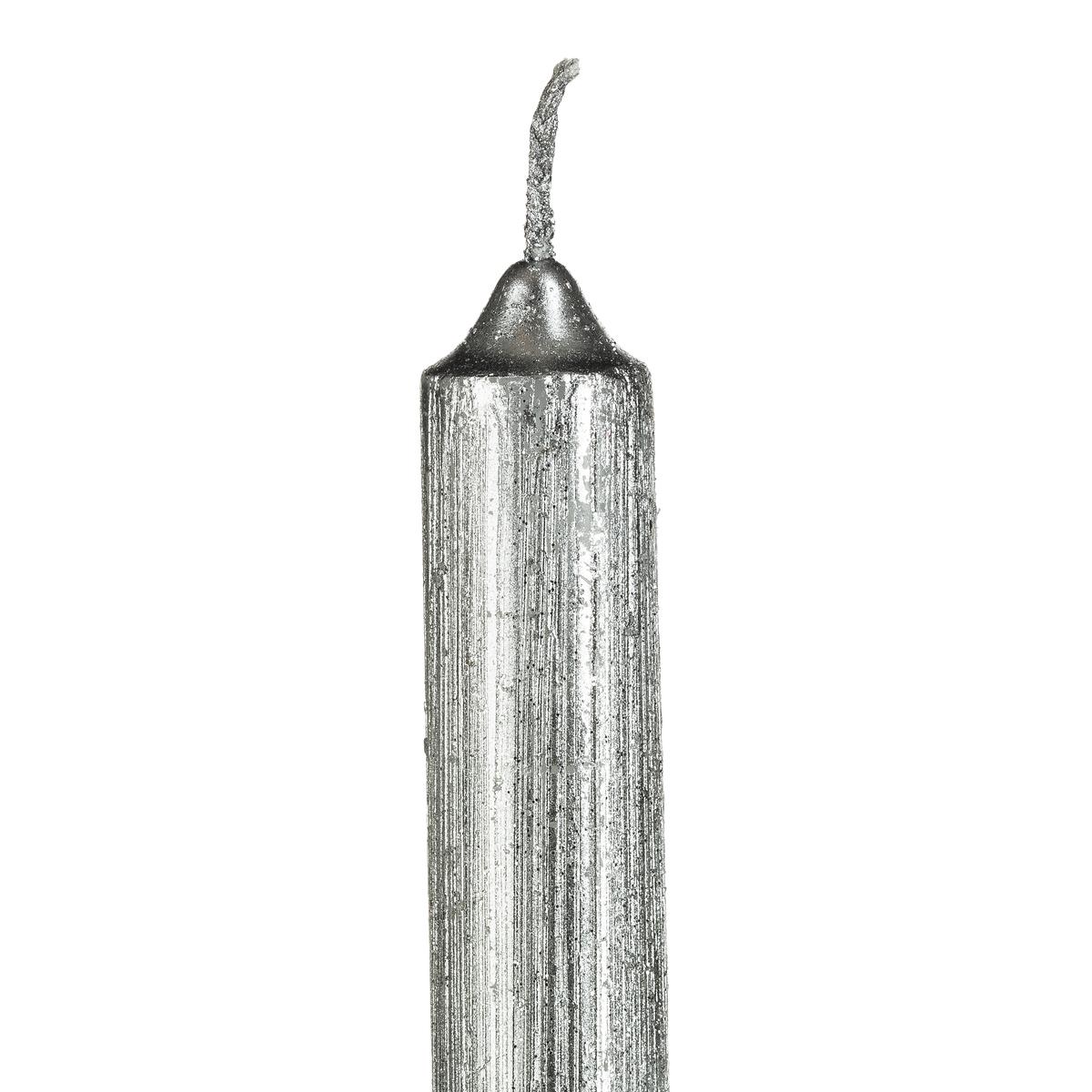 BOUGIE BATON X4 PIECES PAILLETTE TWIST ARGENT 48G