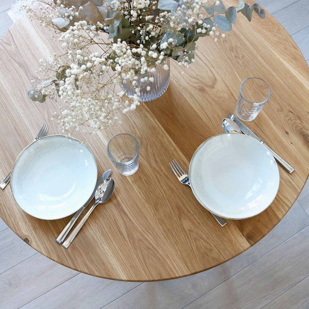 holz4home® Runde Tischplatte aus massiver Eiche | 115 cm