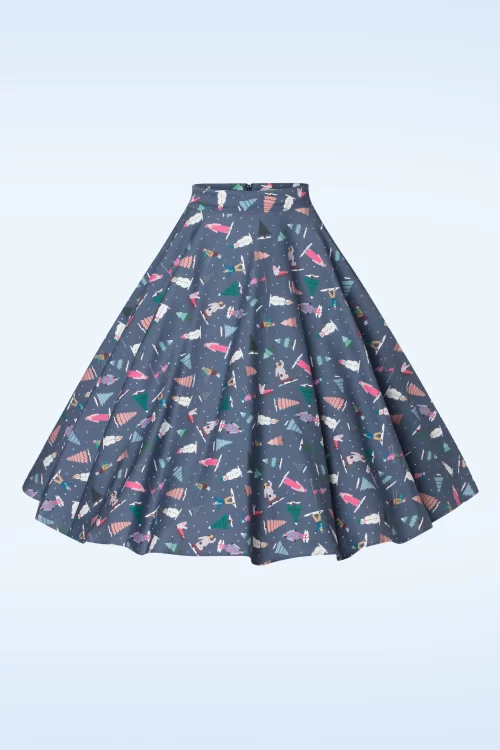 Banned Retro Ski Snow Season swing rok in blauw
