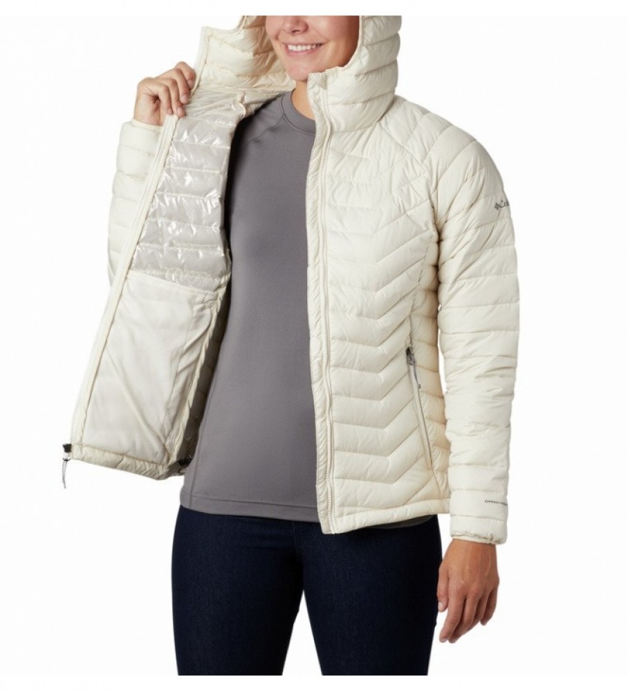 Casaco com capuz Columbia Powder Lite para meninos, branco