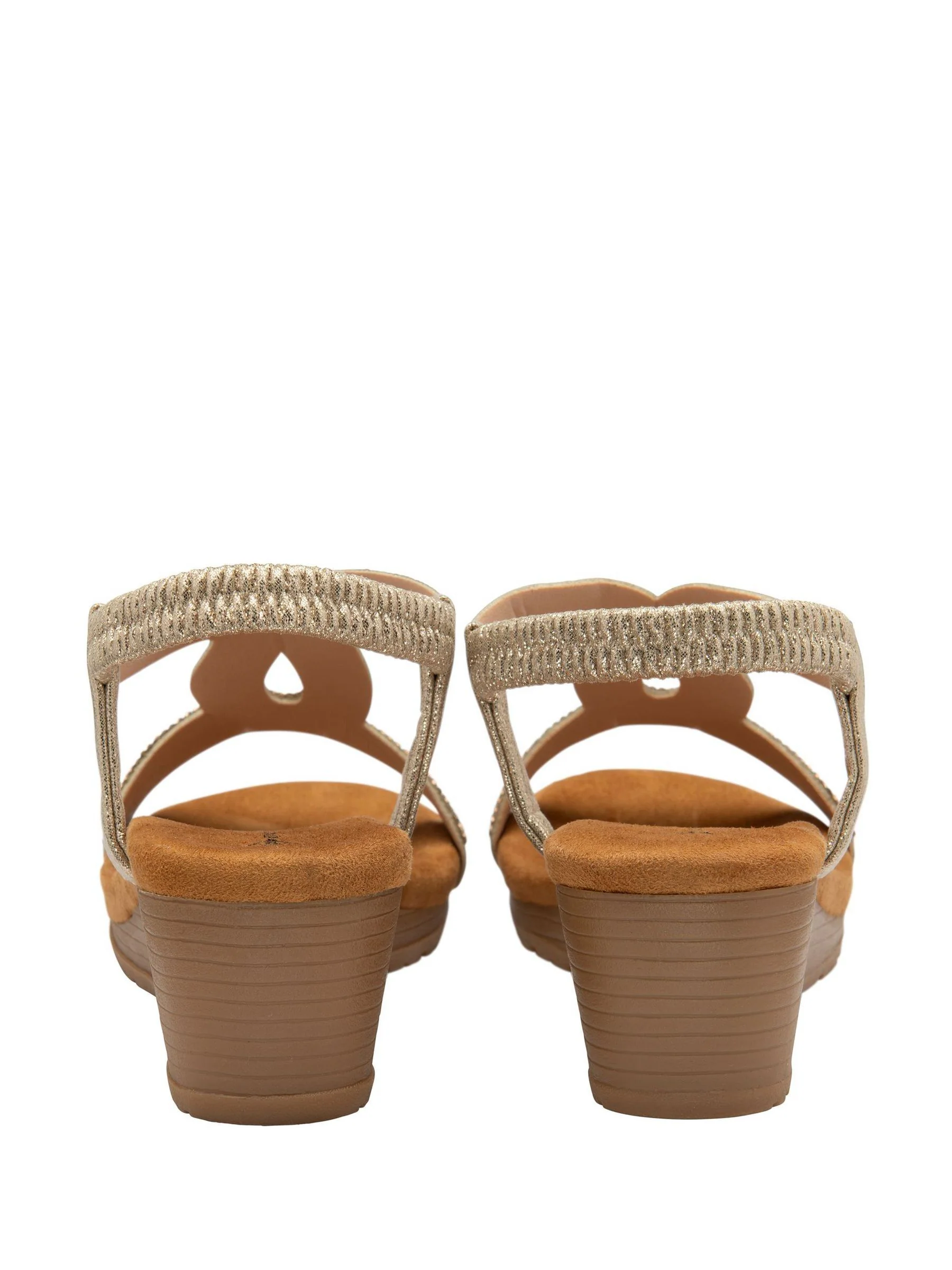 Goud - Dunlop Tear-Drop Wedge Elasticated Sandals
