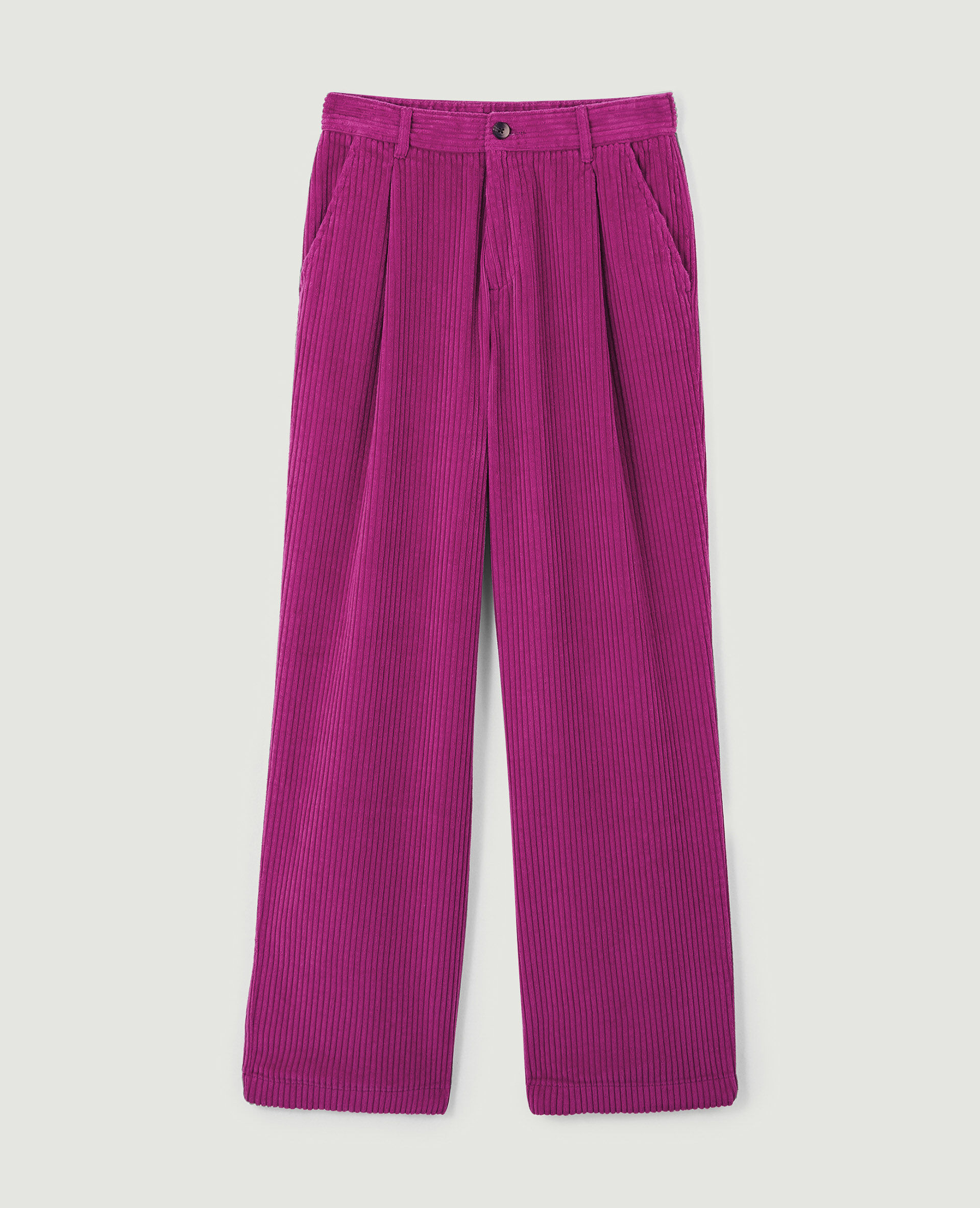 Pantalon velours droit avec pinces - Rose