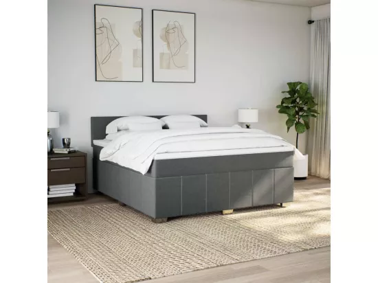 Sommier à lattes de lit avec matelas Gris foncé 180x200cm Tissu