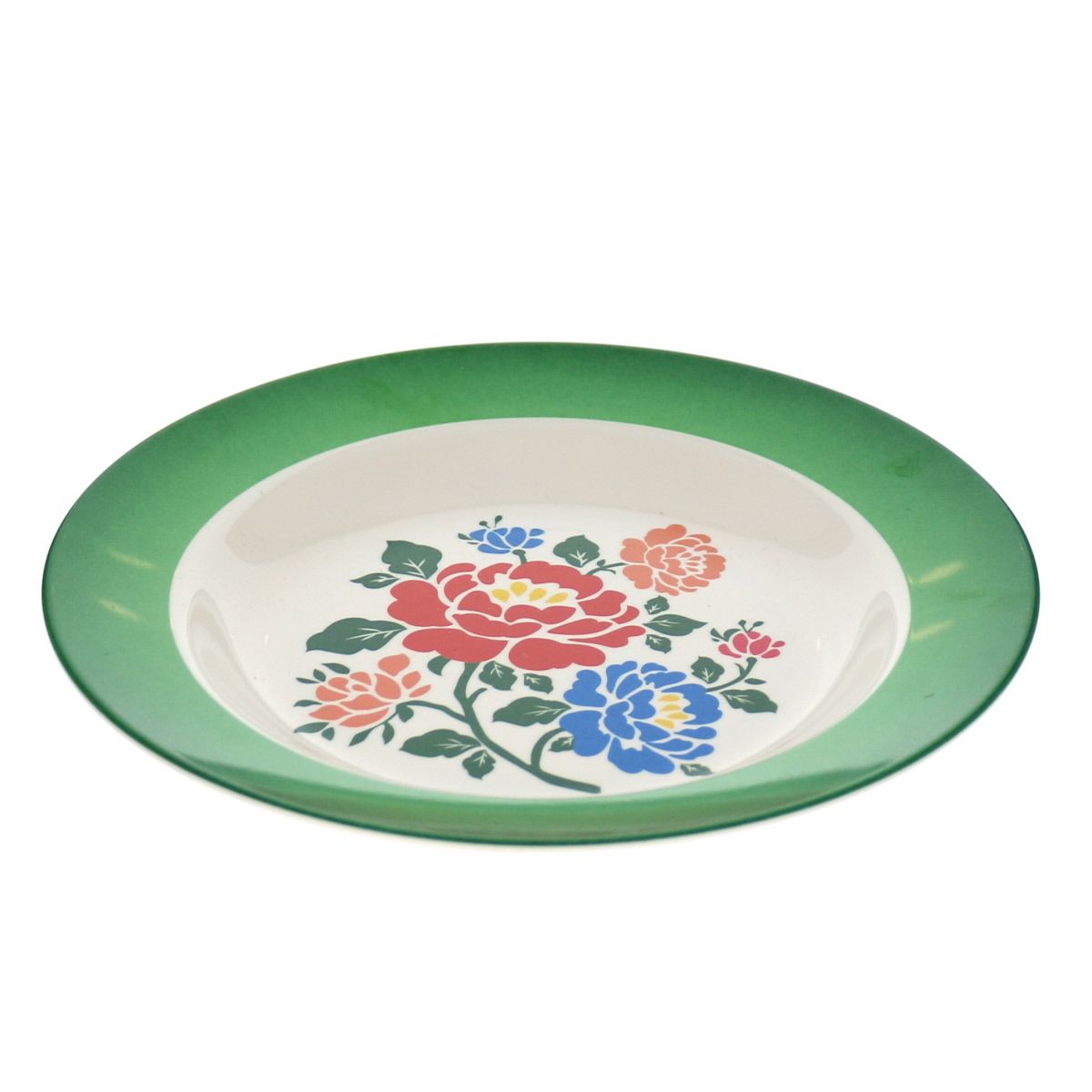 Assiette à fleurs en mélamine verte Polka Folk Jolie saison