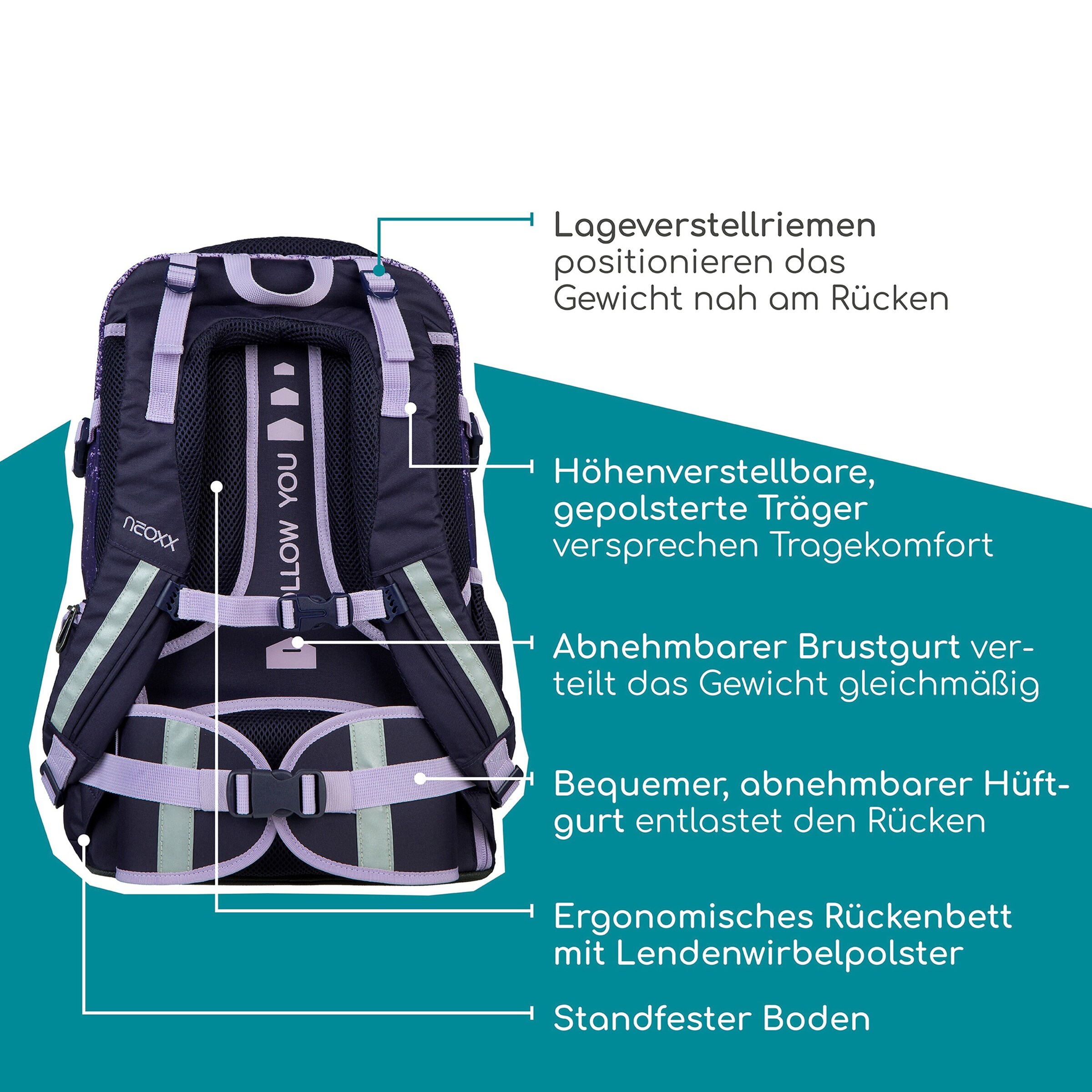 neoxx Schulranzen Active Pro lila - Glitterally perfect
