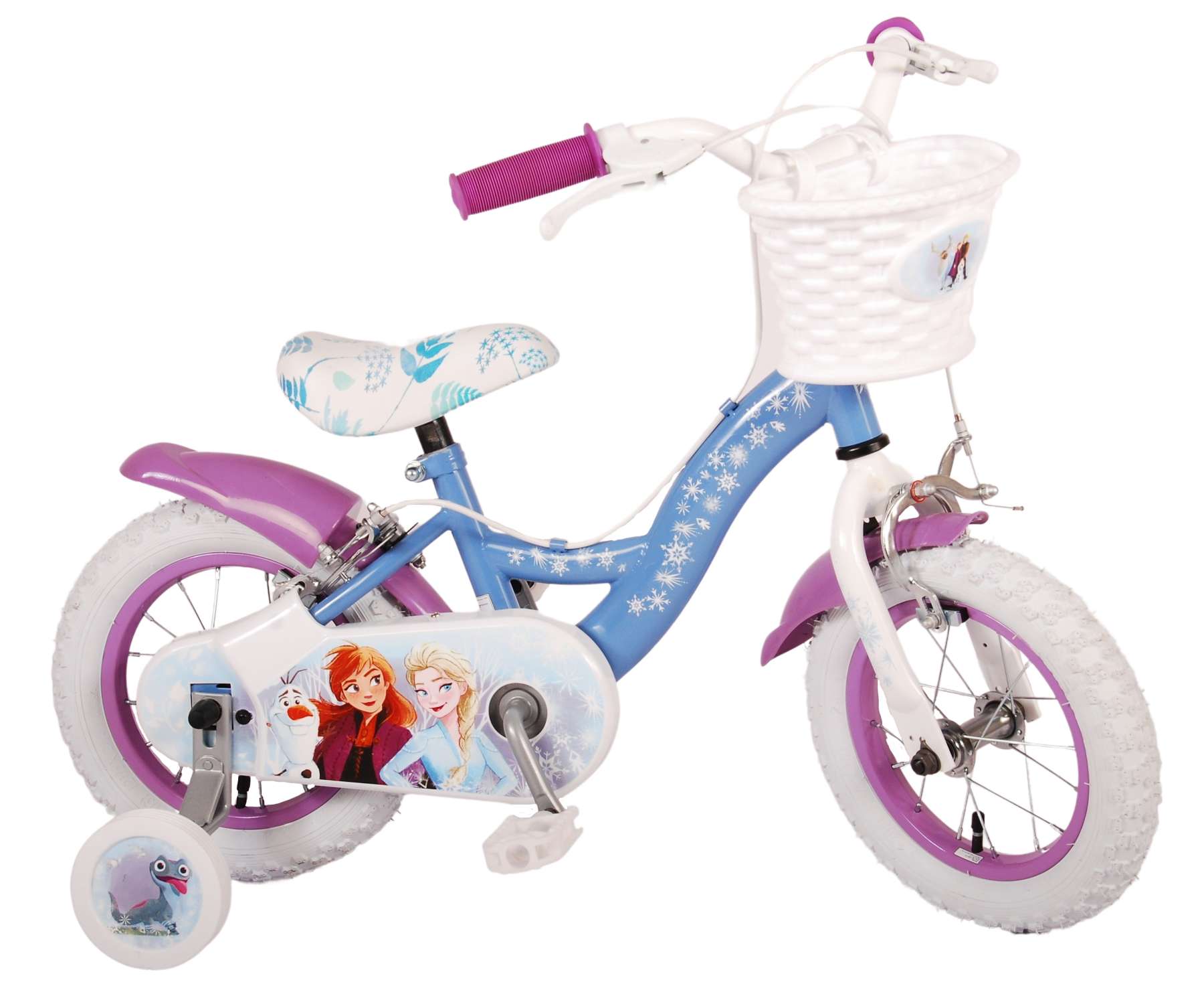 Kinderfahrrad Disney Frozen 2 für Mädchen 12 Zoll Kinderrad in Blau/Lila