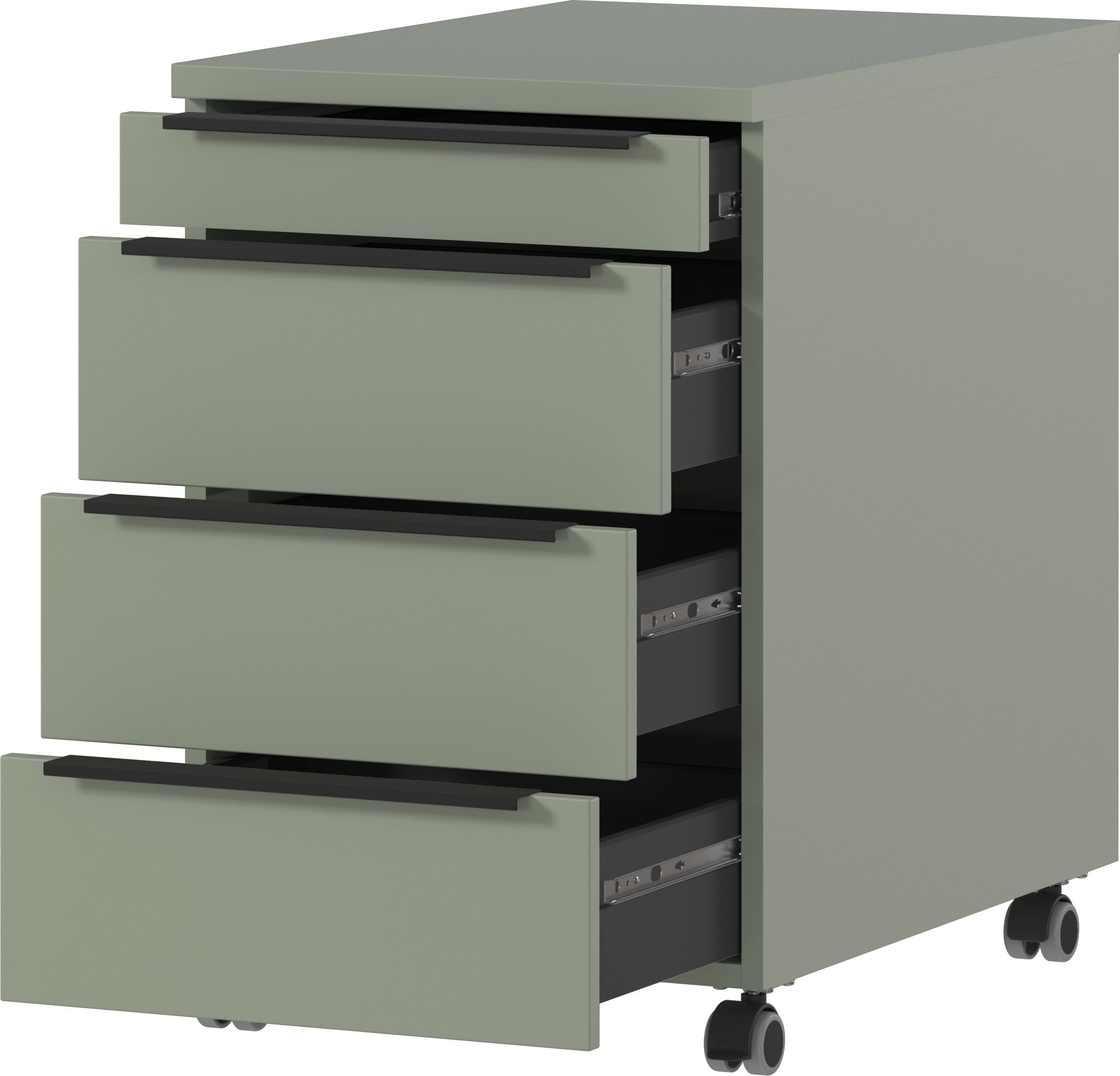GERMANIA Rollcontainer »Mailand, mit 4 Schubladen, optional mit Schubladendämpfung,« Utensilienfach, 42x63 cm, Made in Germany
