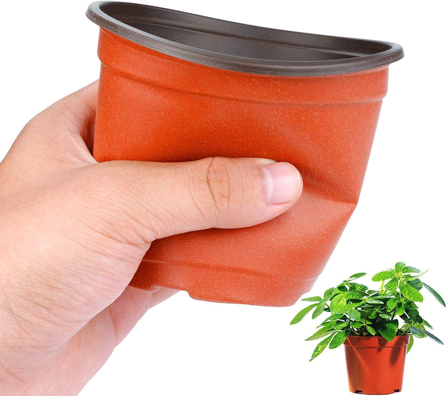 (10er Set) Ø10cm Einweg Pflanzen Topf Garten Anzucht Pflanzenkübel Blumentopf mit Ablauf Löchern - Braun