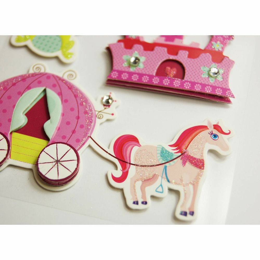 Autocollants en relief à paillettes - contes et princesses