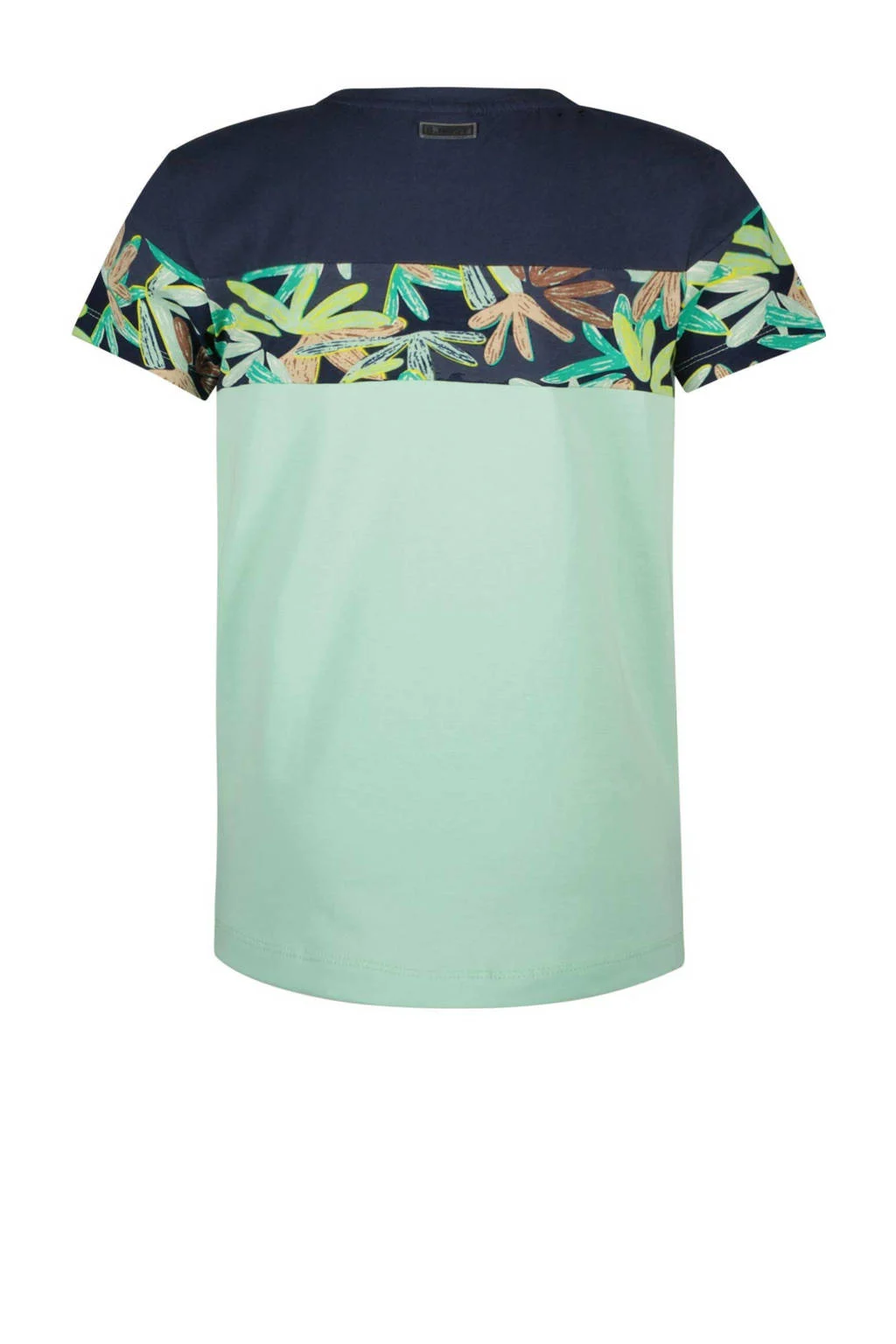 B.Nosy T-shirt met bladprint mintgroen/donkerblauw